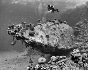 Red Sea yacht wreck with black and white conversion. by Nick Blake 